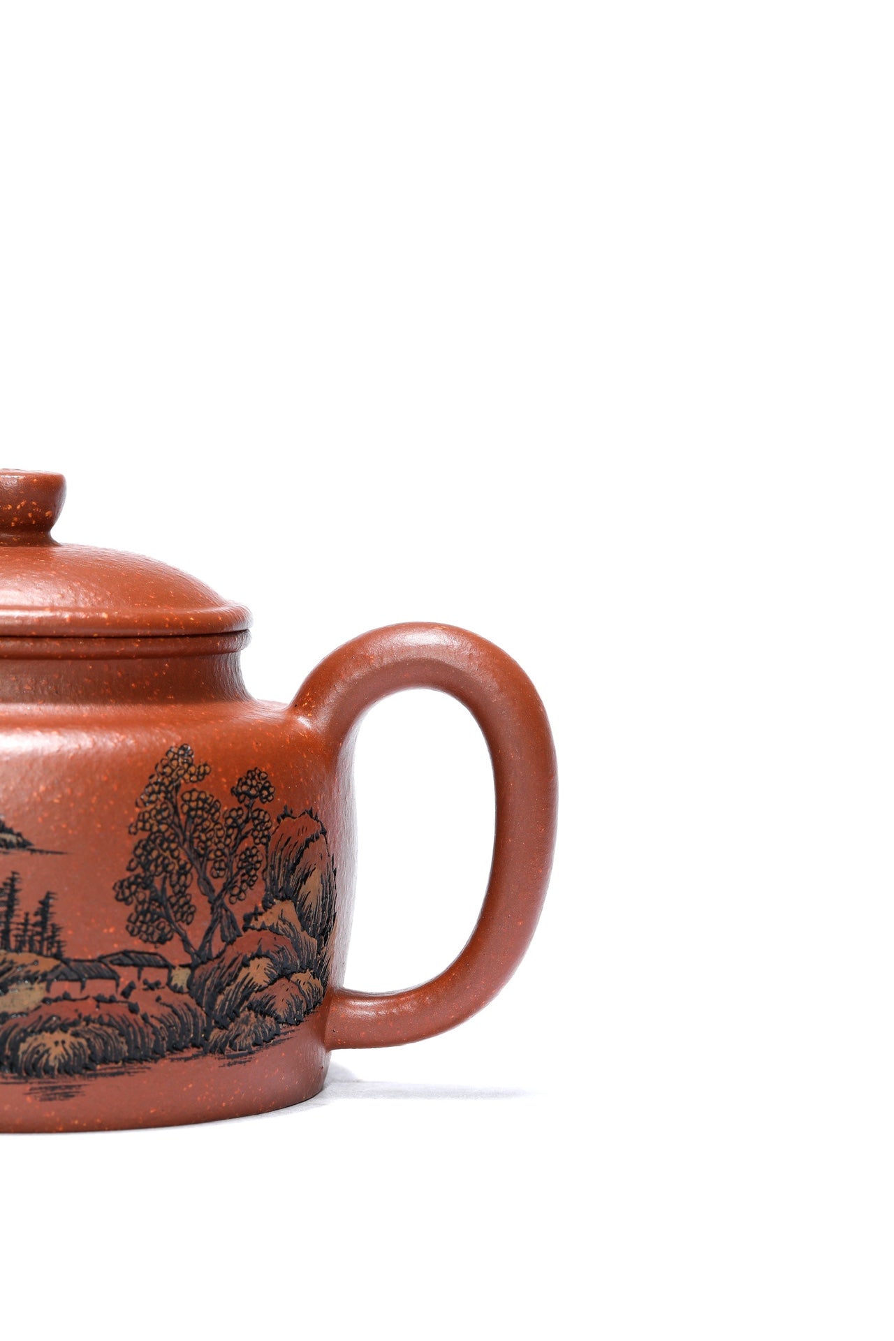 李峰大师·紫砂界彩刻山水标杆臻品《德钟壶》礼藏双绝 传世重器！  ——原矿优质降坡泥·220cc