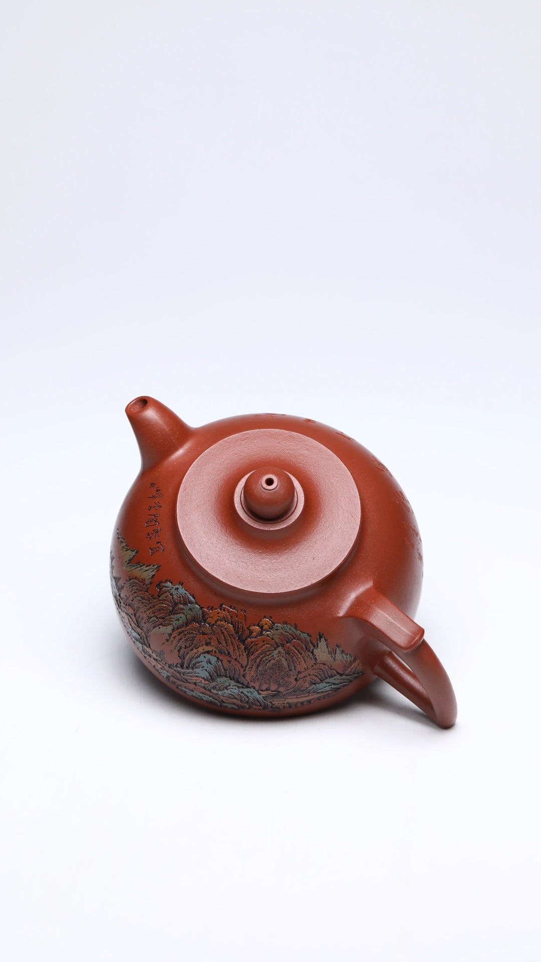 李峰大师·紫砂界彩刻山水标杆臻品《天笠壶》礼藏双绝 传世重器！  ——原矿优质底槽清·450cc
