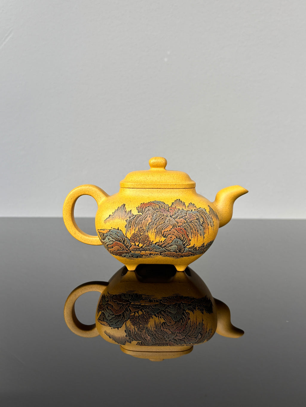 紫砂界彩刻山水第一人·李峰巅峰臻品《传炉壶》礼藏双绝 传世重器！  ——原矿优质黄金段·300cc