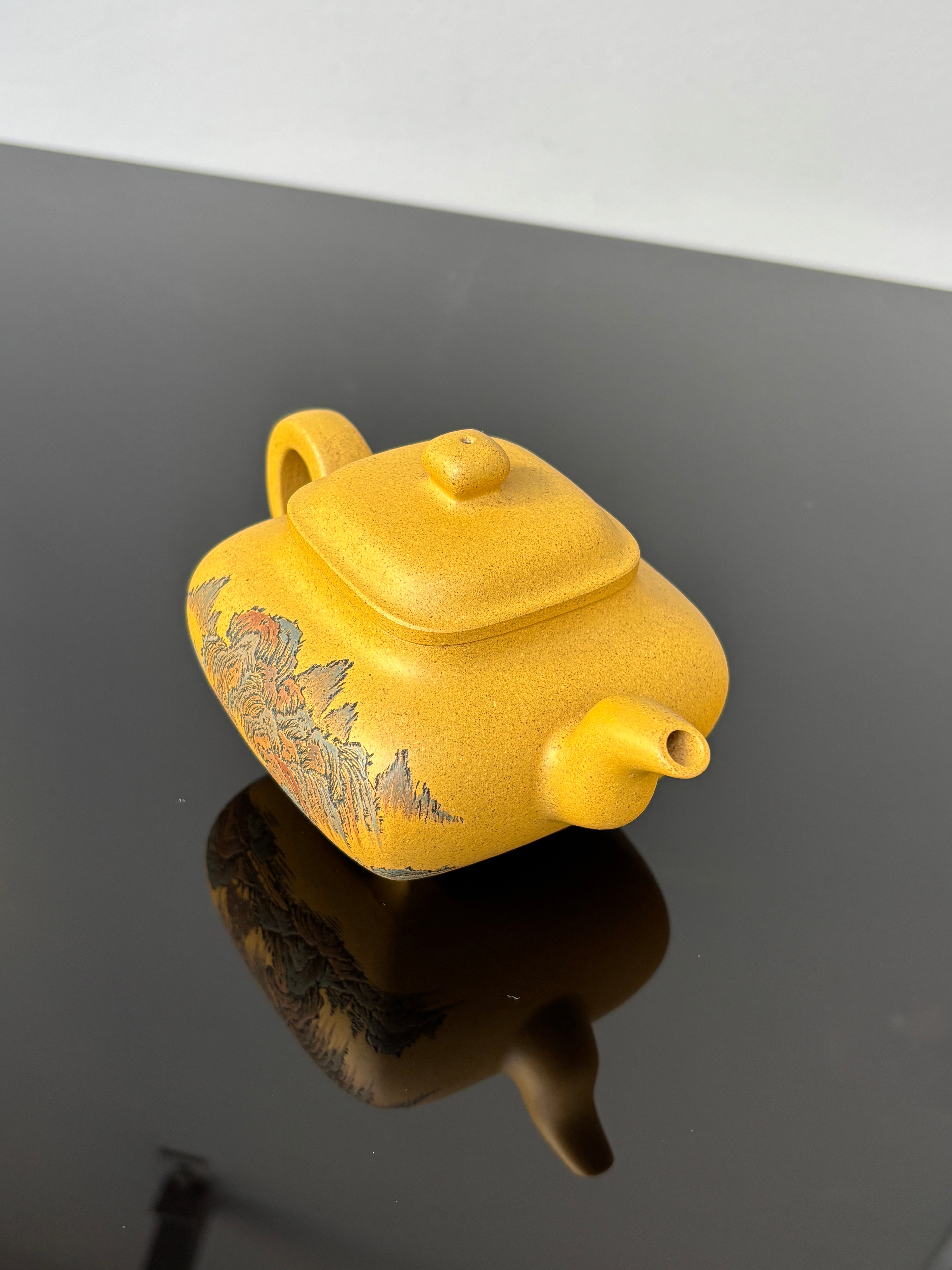 紫砂界彩刻山水第一人·李峰巅峰臻品《传炉壶》礼藏双绝 传世重器！  ——原矿优质黄金段·300cc