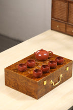 宜兴原矿紫砂壶套组《西施》墨梅图，一壶六杯——原矿优质朱泥·200cc ——著名陶艺家·杨菲