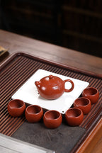 宜兴原矿紫砂壶套组《西施》墨梅图，一壶六杯——原矿优质朱泥·200cc ——著名陶艺家·杨菲