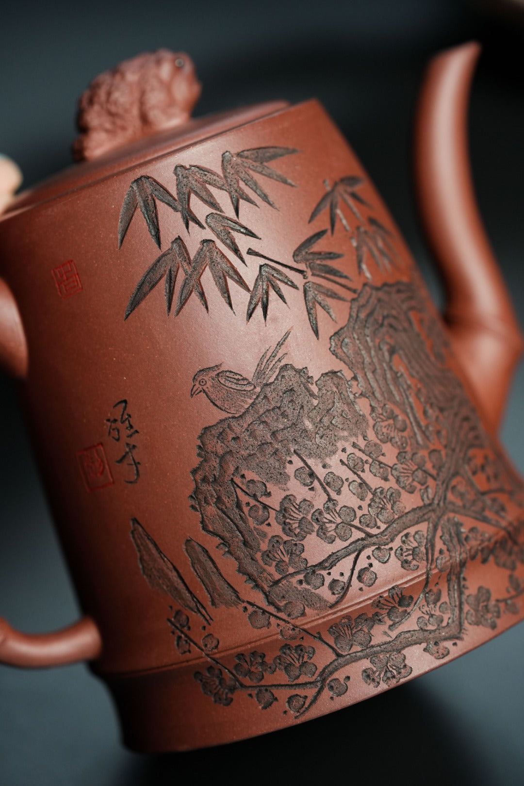储立之大师传世典藏重器《竹节蟾钮壶》——原矿优质 紫泥·280cc ——江苏省工艺美术大师·储立之 之作