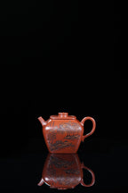 紫砂界彩刻山水第一人·李峰巅峰臻品《巨轮珠壶》——原矿优质底槽清·160cc ——著名紫砂彩刻艺术家·李峰亲工