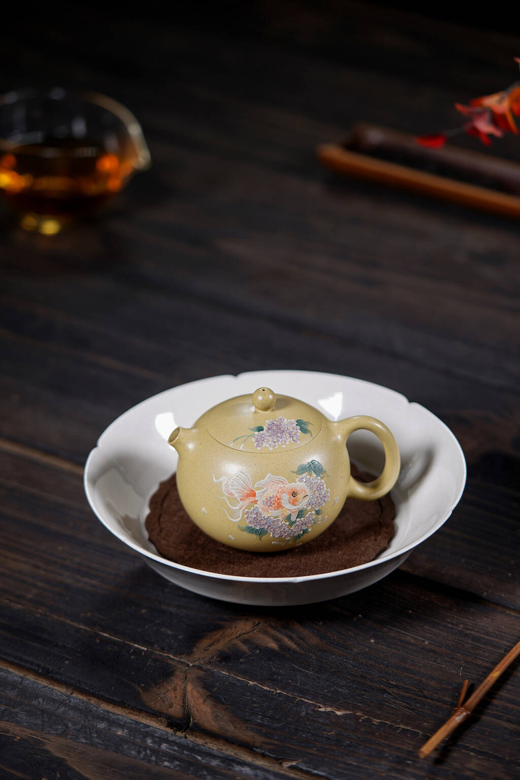 河豚西施180cc 本山绿泥金鱼彩绘西施紫砂壶
