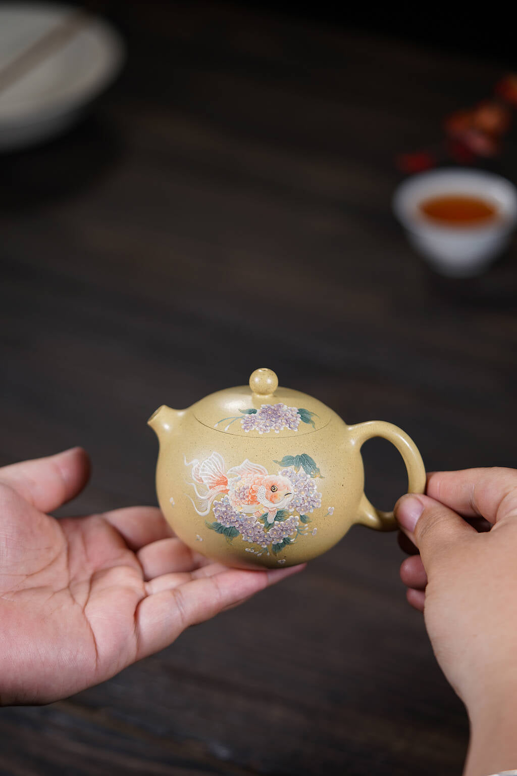 河豚西施180cc 本山绿泥金鱼彩绘西施紫砂壶