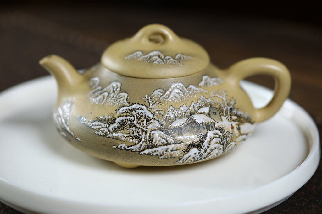 省大师潘春芳、许成权关门弟子许冠新老师臻品【纳瓢 瑞雪丰年】四号井特级本山绿泥手工精制，170cc