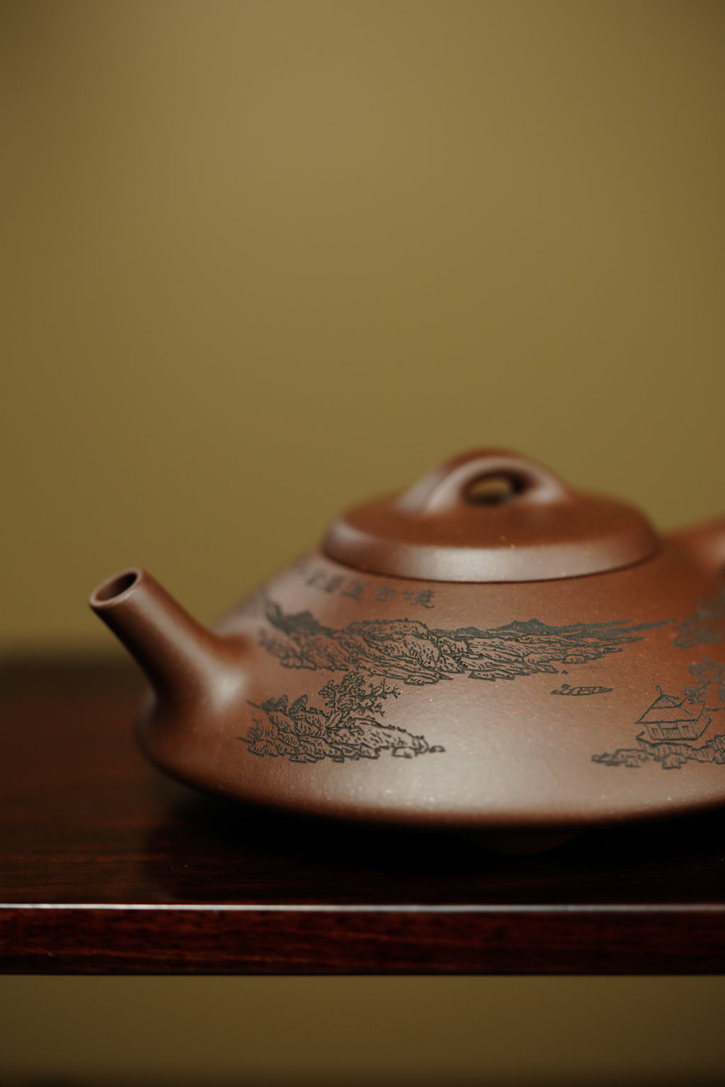 陈宏林大师传世巅峰臻品【合瓢】业界标杆·——原矿优质底槽清，110cc ——紫砂山水陶刻天花板·陈宏林亲工