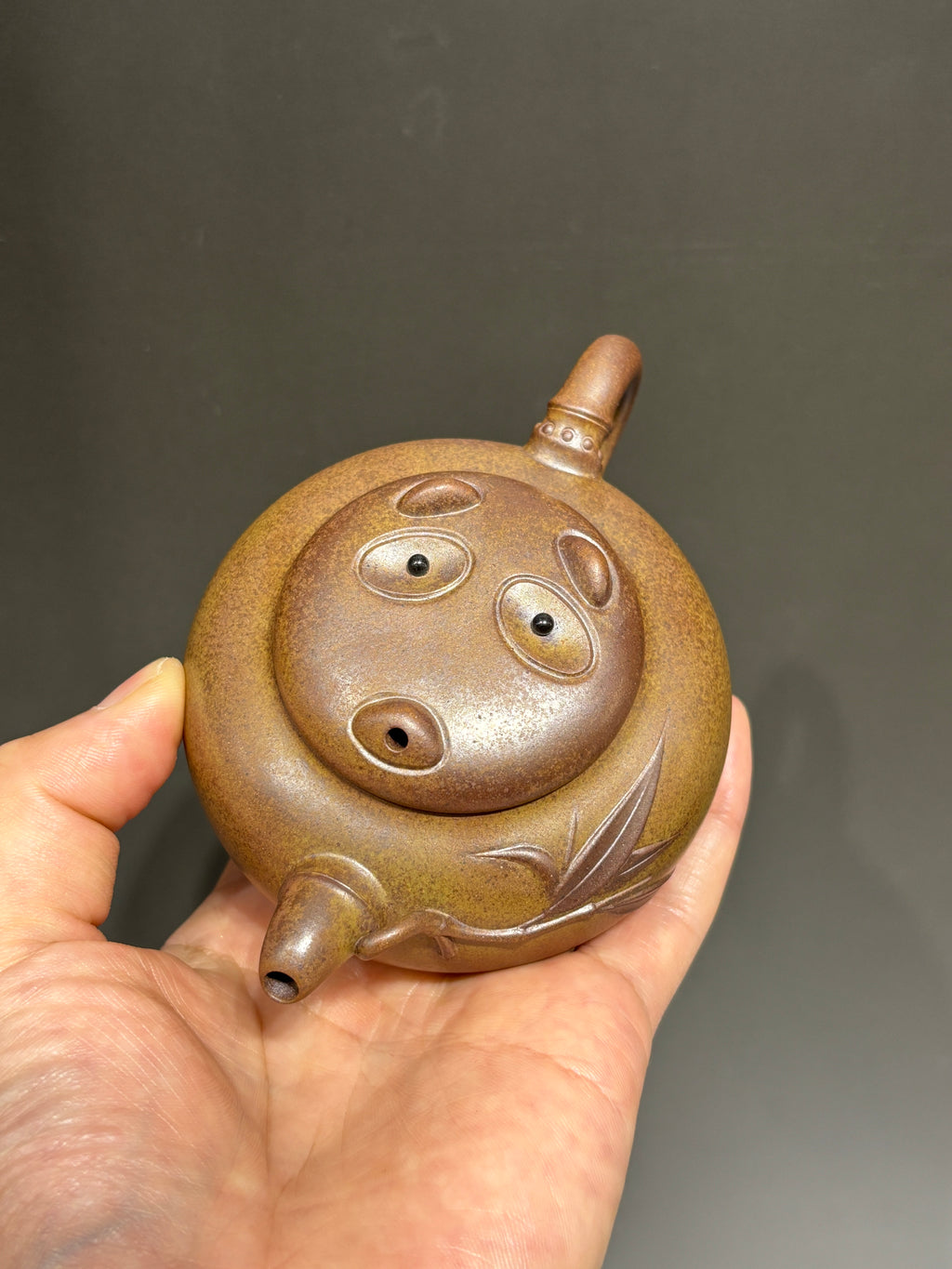 窑宝级柴烧《熊猫壶》精致有趣小重器！ ——原矿黄金段柴烧·180cc ——实力派陶艺家·周满星
