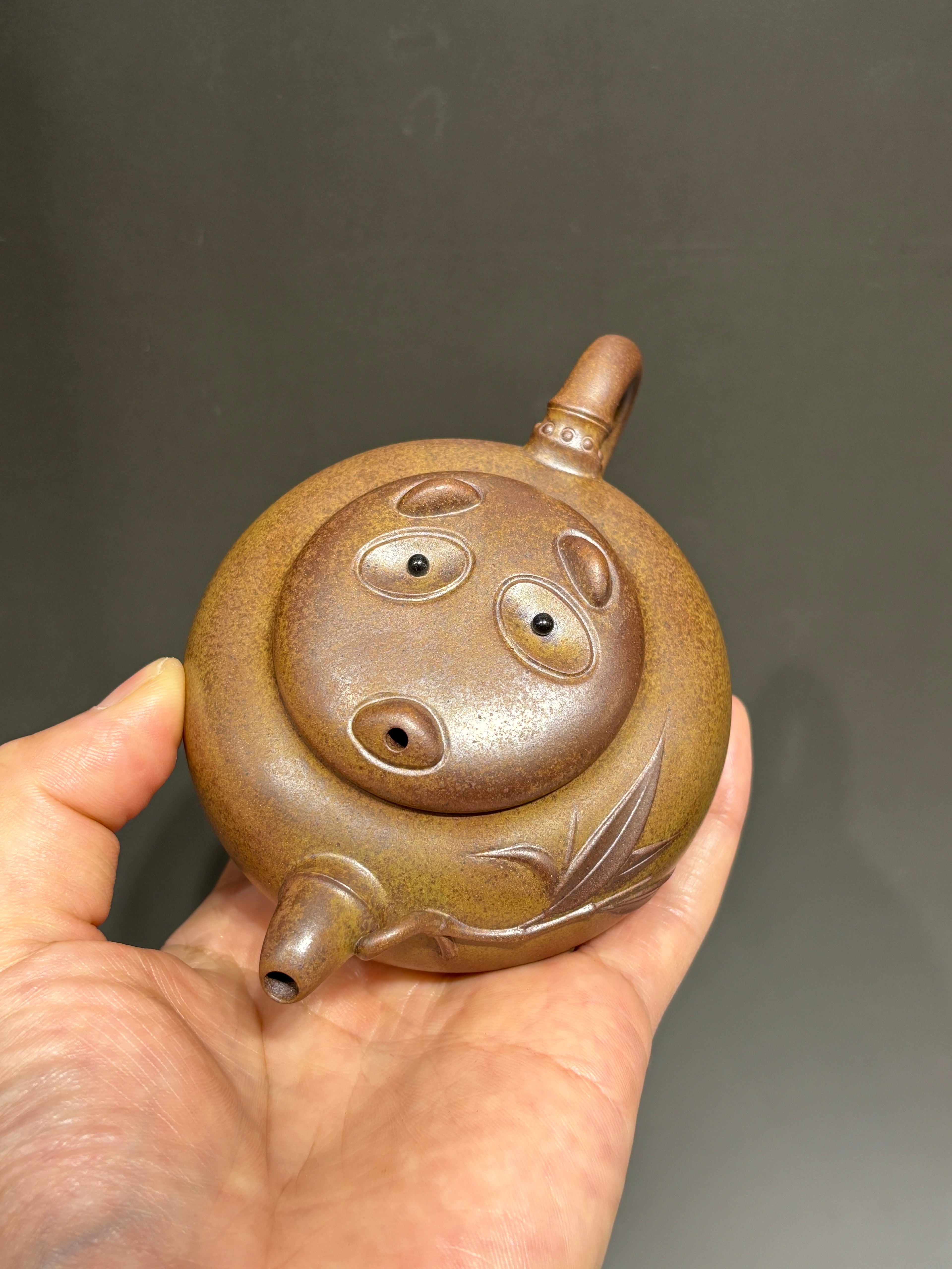 窑宝级柴烧《熊猫壶》精致有趣小重器！ ——原矿黄金段柴烧·180cc ——实力派陶艺家·周满星