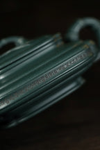 范大生嫡脉·江苏省大师范秀芳·紫砂臻品《四方扁竹鼓壶》——优质九龄君子兰·150cc（入册款代表作）