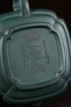 范大生嫡脉·江苏省大师范秀芳·紫砂臻品《四方扁竹鼓壶》——优质九龄君子兰·150cc（入册款代表作）