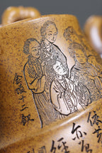 东盟紫砂行业领军人物新作【步步高升套组】陶刻圣手—国礼艺术家(高级)（储国峰）原矿极品黄金砂柴烧 230cc