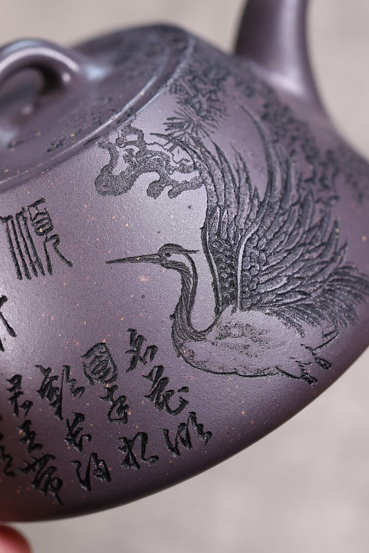 【储老师创作新品，精刻高货欣赏】 东盟紫砂行业领军人物新作【贵妃出浴】陶刻圣手—国礼艺术家(高级)（储国峰）矿天青泥  260cc