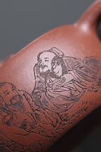 东盟紫砂行业领军人物新作【饮中八仙】_陶刻圣手—国礼艺术家(高级)（储国峰）_____原矿底槽清 130cc