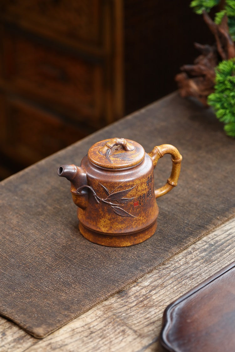东盟紫砂行业领军人物新作【忠孝仁义五头茶具套组】 一壶一公杯一茶叶罐两主人杯 _____陶刻圣手—国礼艺术家(高级)（储国峰）