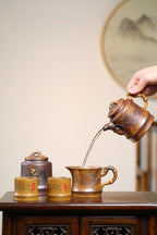 东盟紫砂行业领军人物新作【忠孝仁义五头茶具套组】 一壶一公杯一茶叶罐两主人杯 _____陶刻圣手—国礼艺术家(高级)（储国峰）