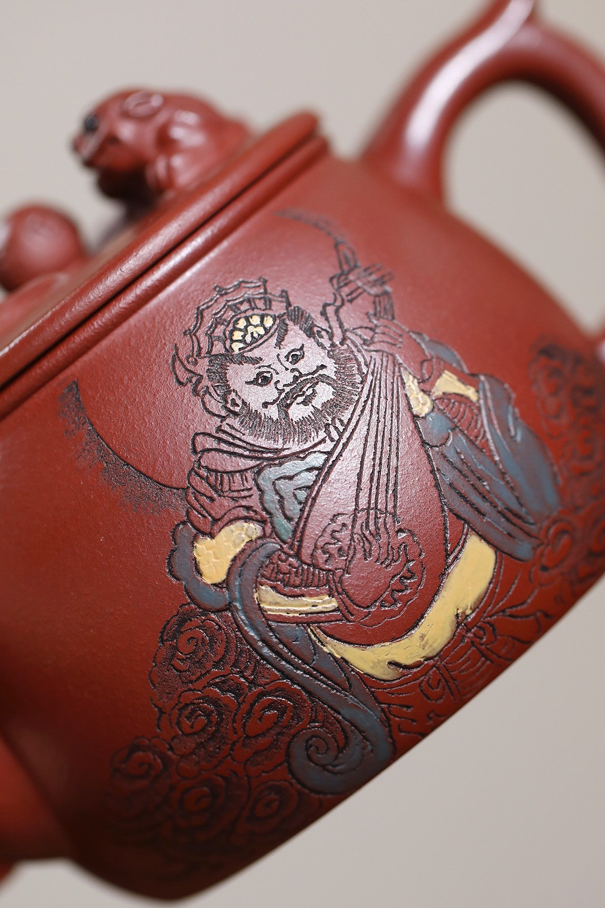 《四大天王系列之东方持国天王》 东盟紫砂行业领军人物新作【祥瑞.东方持国天王】陶刻圣手—国礼艺术家(高级)（储国峰）