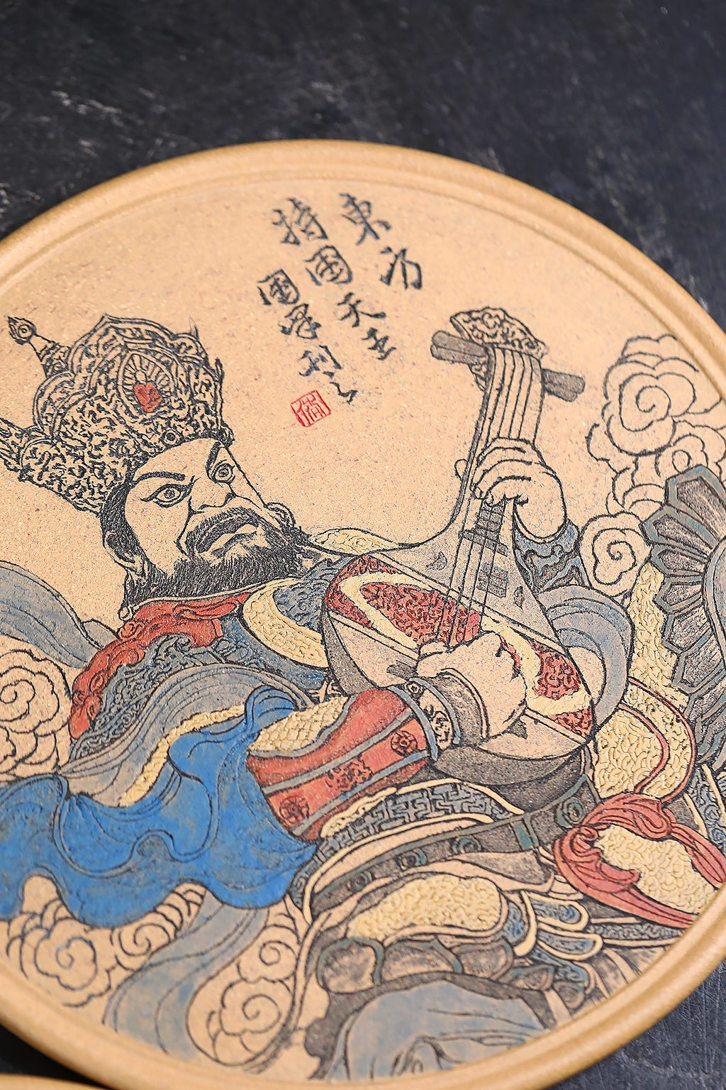 东盟紫砂行业领军人物新作【四大天王壶承.赏盘套组】 (一套4只) 陶刻圣手—国礼艺术家(高级)（储国峰）