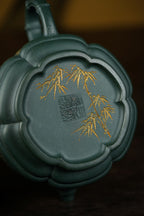 范大生嫡脉·江苏省大师范秀芳·紫砂臻品《六方隐角竹鼓壶》——优质九龄君子兰·330cc（入册款代表作）