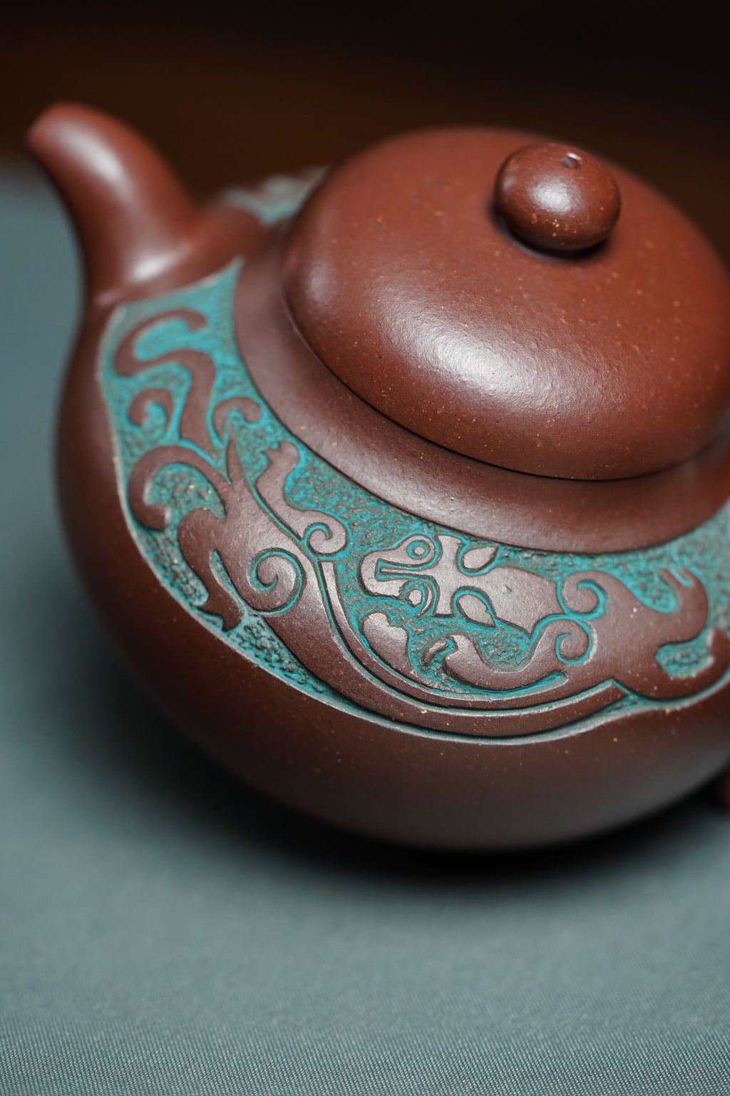 国大师邱玉林亲制｜顶奢稀有传世臻品《螭龙福圆壶》——原矿优质底槽清·260cc ——中国陶瓷艺术大师·邱玉林·亲制