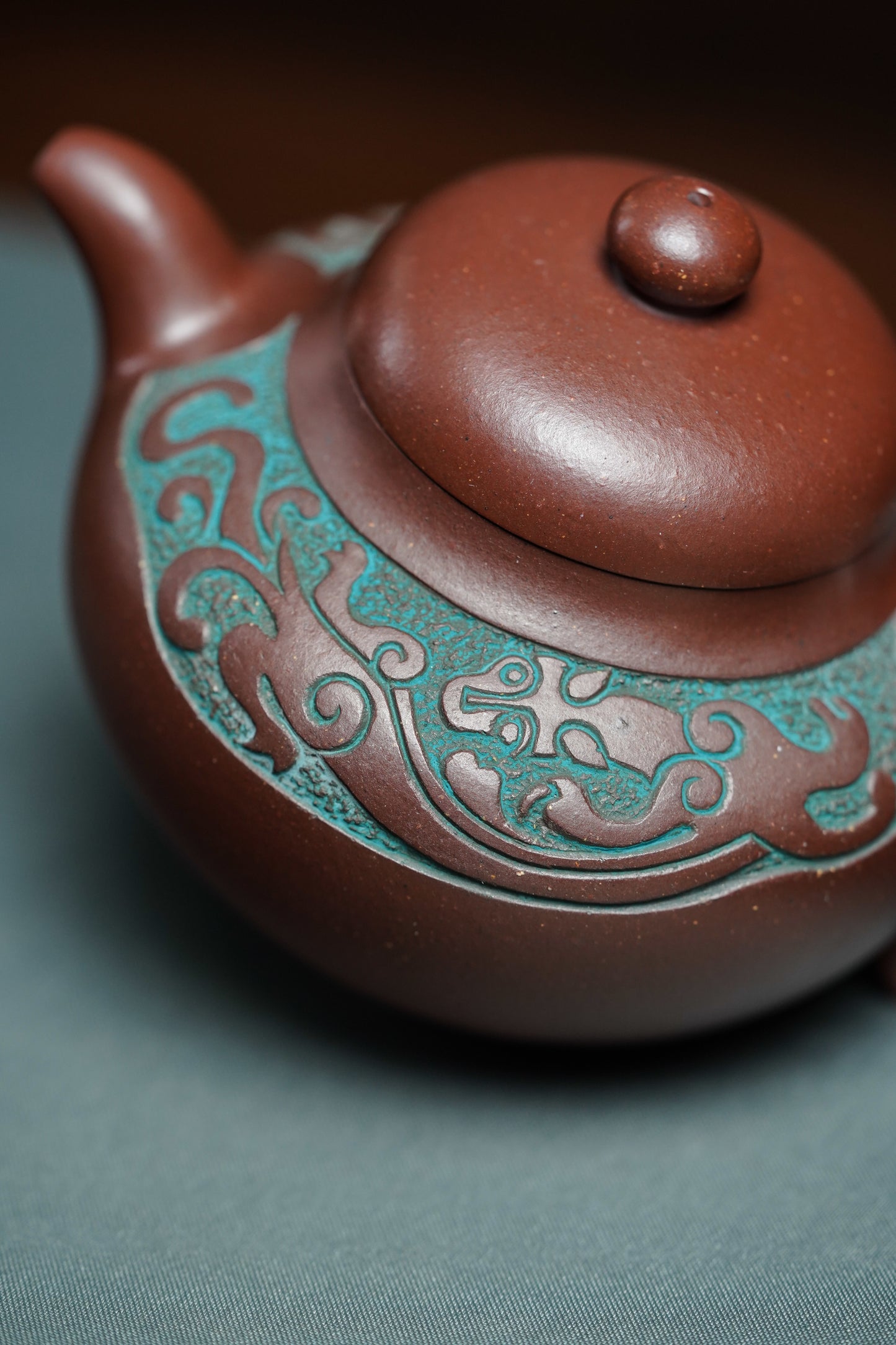 国大师邱玉林亲制｜顶奢稀有传世臻品《螭龙福圆壶》——原矿优质底槽清·260cc ——中国陶瓷艺术大师·邱玉林·亲制