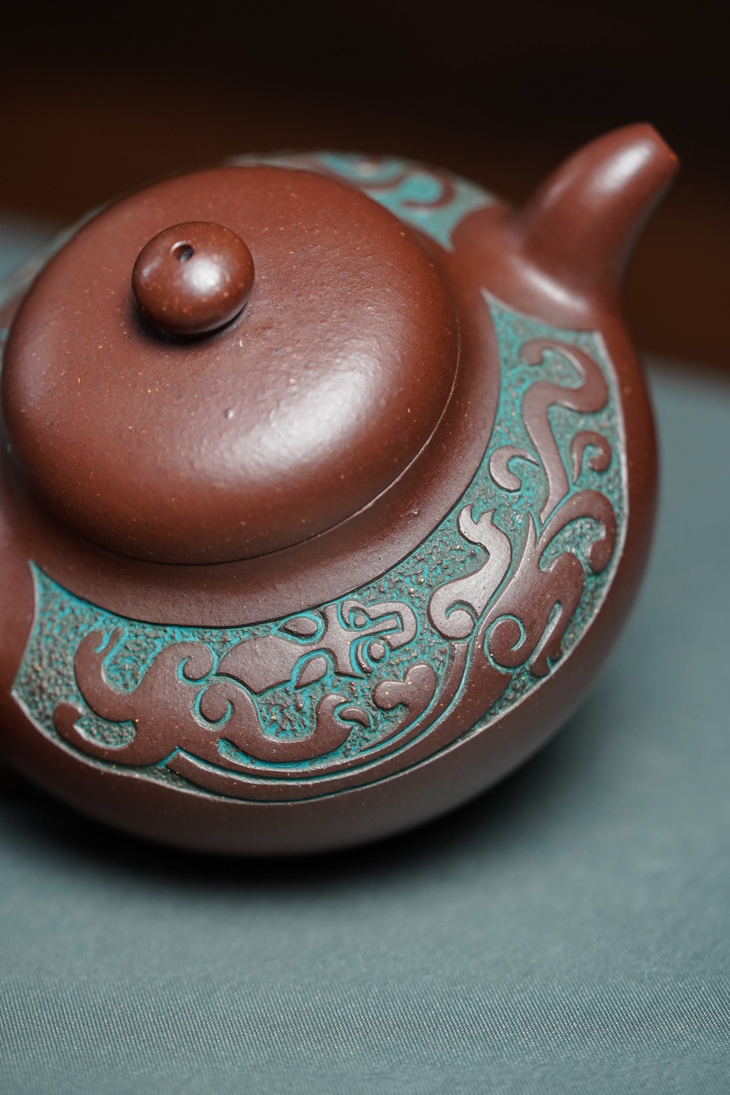 国大师邱玉林亲制｜顶奢稀有传世臻品《螭龙福圆壶》——原矿优质底槽清·260cc ——中国陶瓷艺术大师·邱玉林·亲制