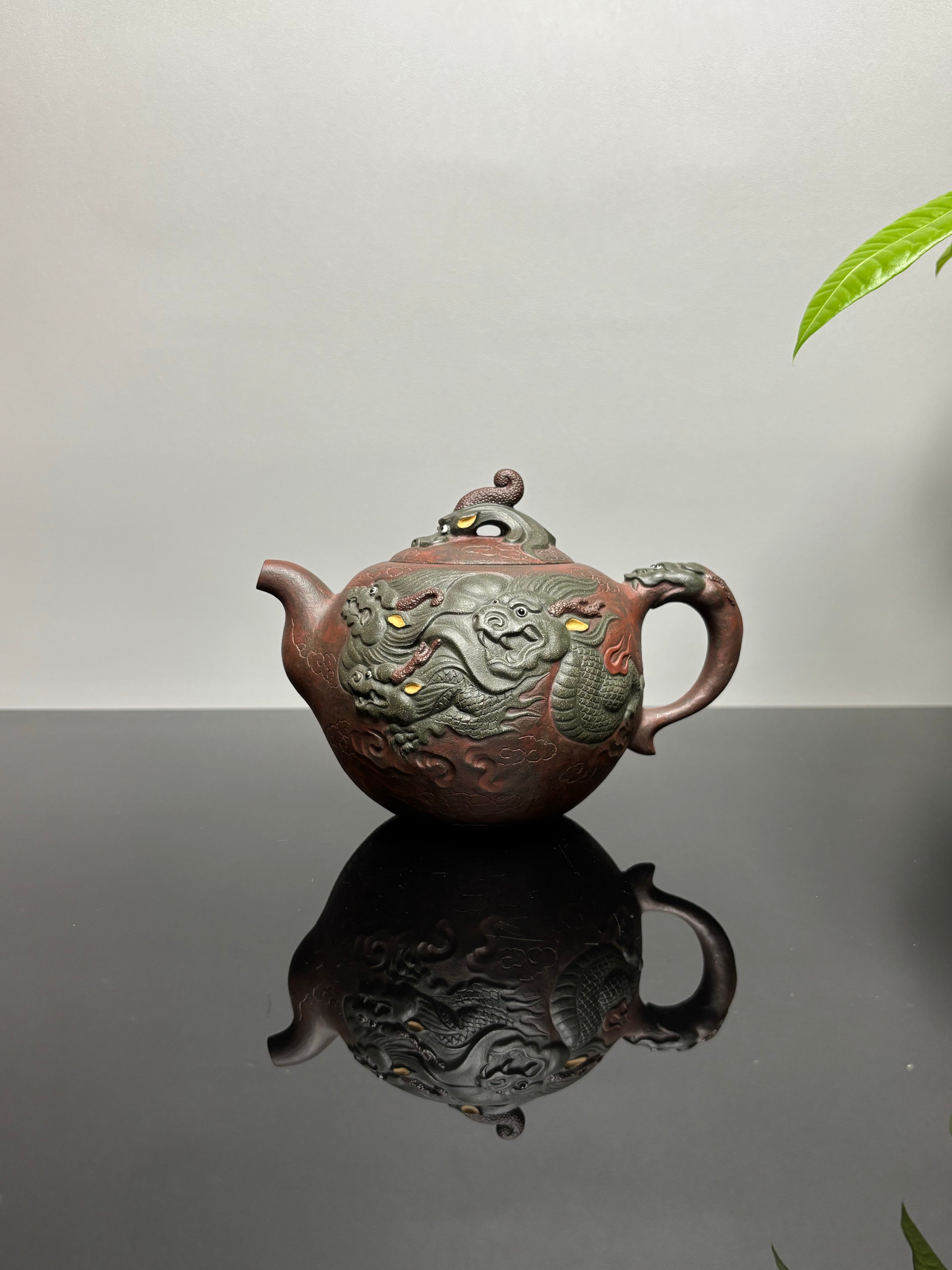 国礼名家金奖臻品｜高水波原创代表作《九子朝圣》九龙紫砂重器 传世收藏高端礼赠 巅峰之作！  优质老青段 | 520cc