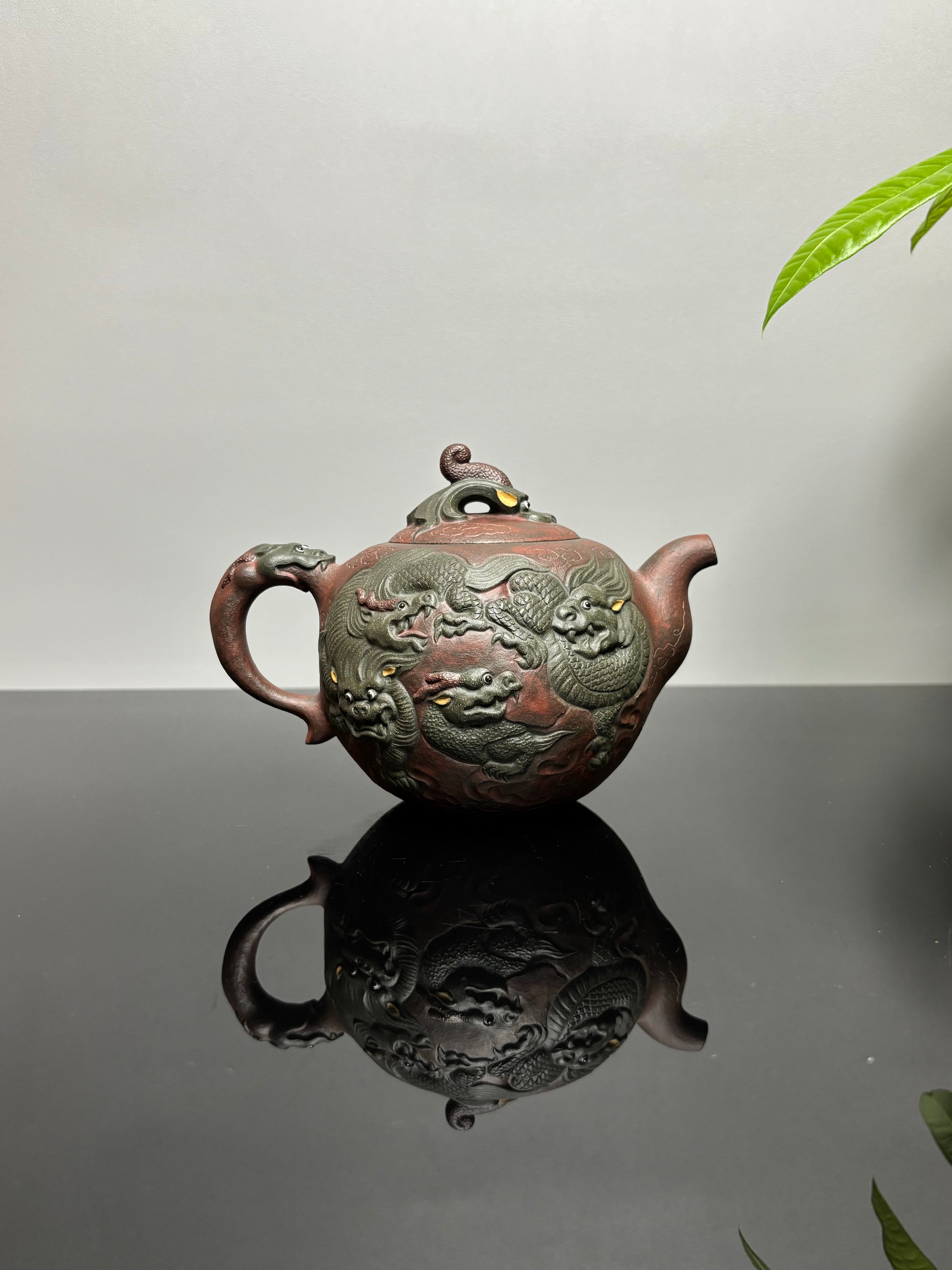 国礼名家金奖臻品｜高水波原创代表作《九子朝圣》九龙紫砂重器 传世收藏高端礼赠 巅峰之作！  优质老青段 | 520cc