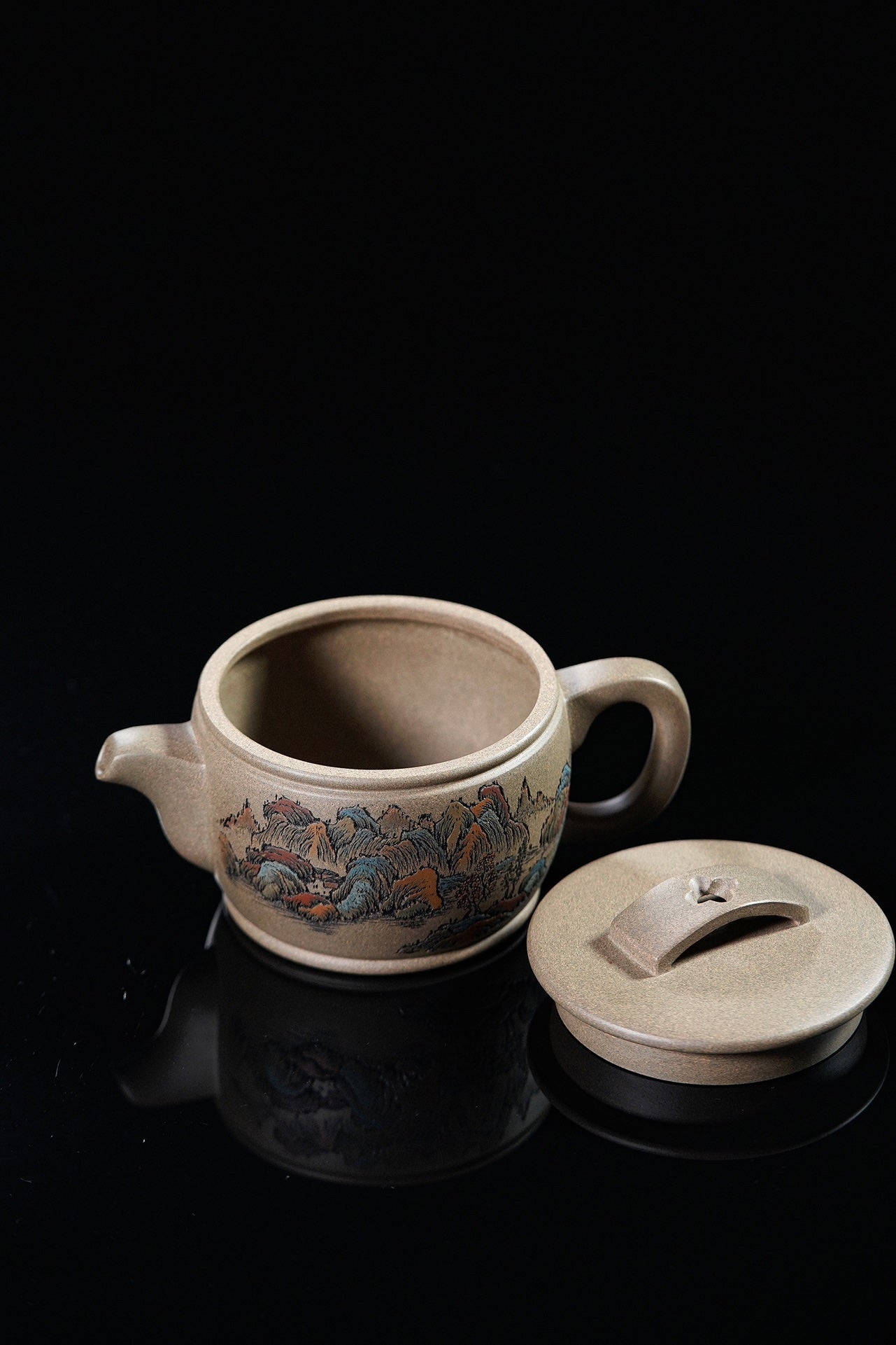 紫砂界彩刻山水标杆·李峰臻品《汉瓦壶》礼藏双绝 传世重器！  ——原矿优质青段·260cc