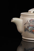 紫砂界彩刻山水标杆·李峰臻品《汉瓦壶》礼藏双绝 传世重器！  ——原矿优质青段·260cc
