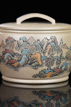 紫砂界彩刻山水标杆·李峰臻品《汉瓦壶》礼藏双绝 传世重器！  ——原矿优质青段·260cc