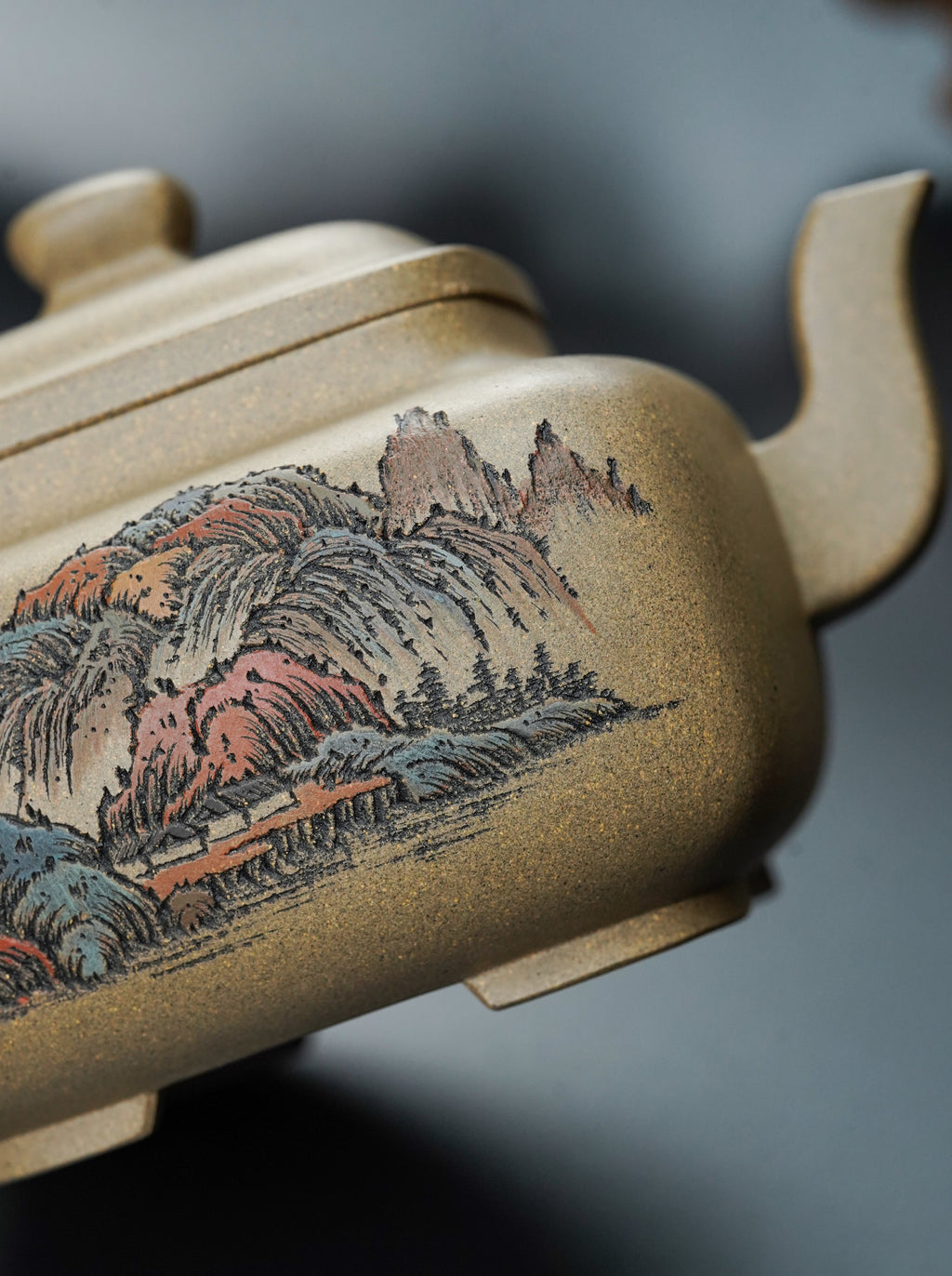 紫砂界彩刻山水第一人·李峰巅峰臻品《云水禅心壶》礼藏双绝 传世重器！  ——原矿优质青段泥·250cc