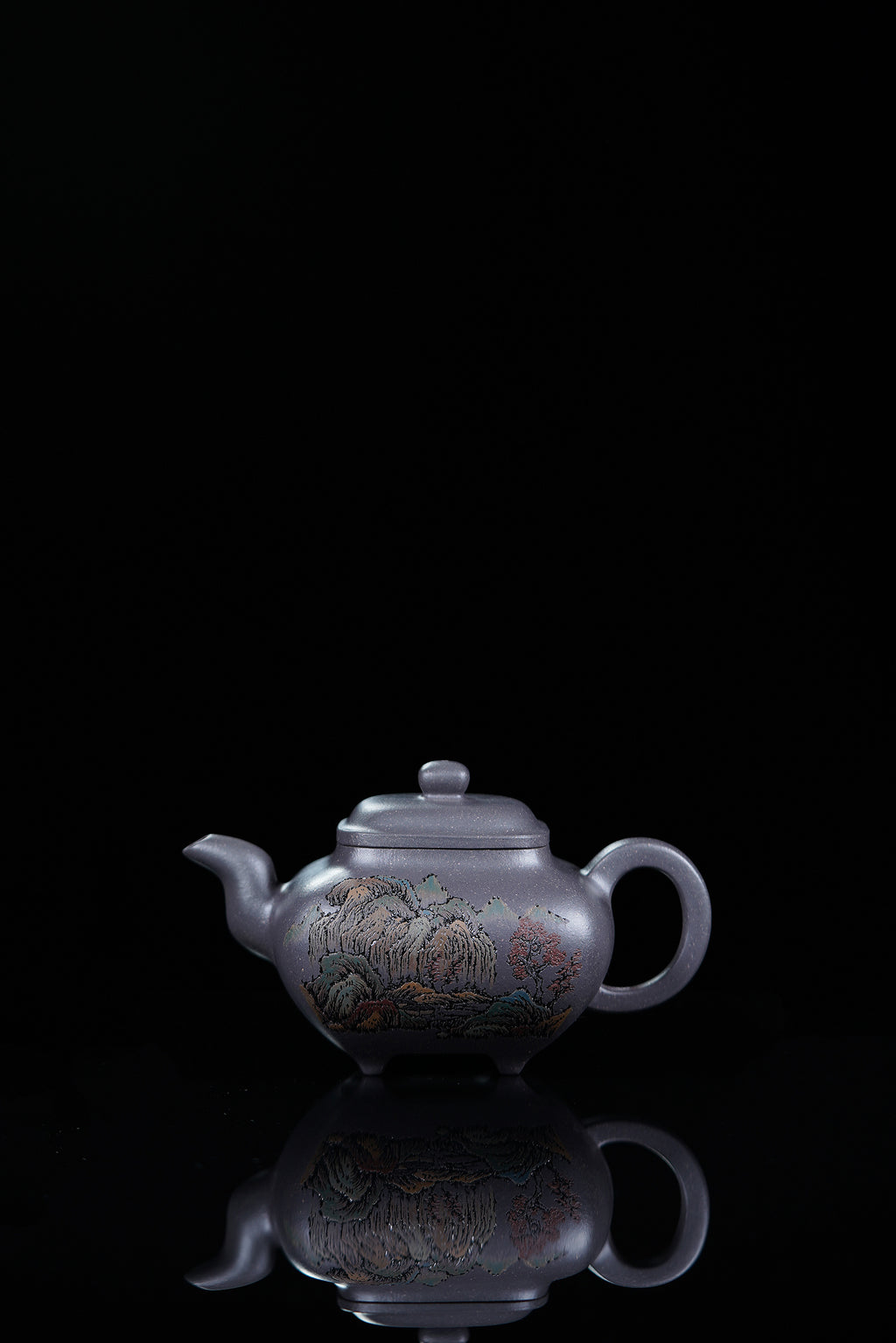 紫砂界彩刻山水标杆·李峰臻品《传炉壶》礼藏双绝 传世重器！  ——原矿优质天清泥·300cc