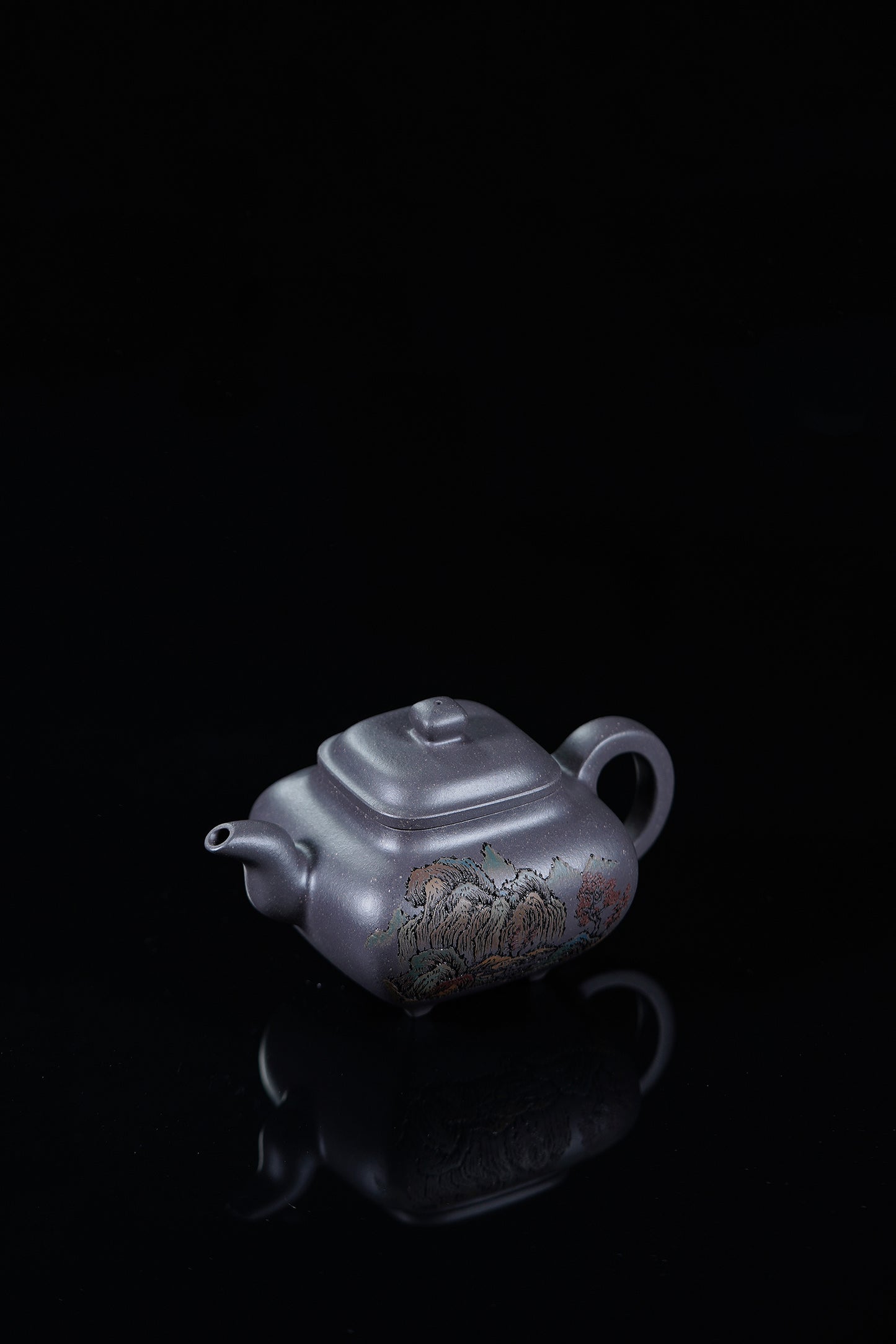 紫砂界彩刻山水标杆·李峰臻品《传炉壶》礼藏双绝 传世重器！  ——原矿优质天清泥·300cc