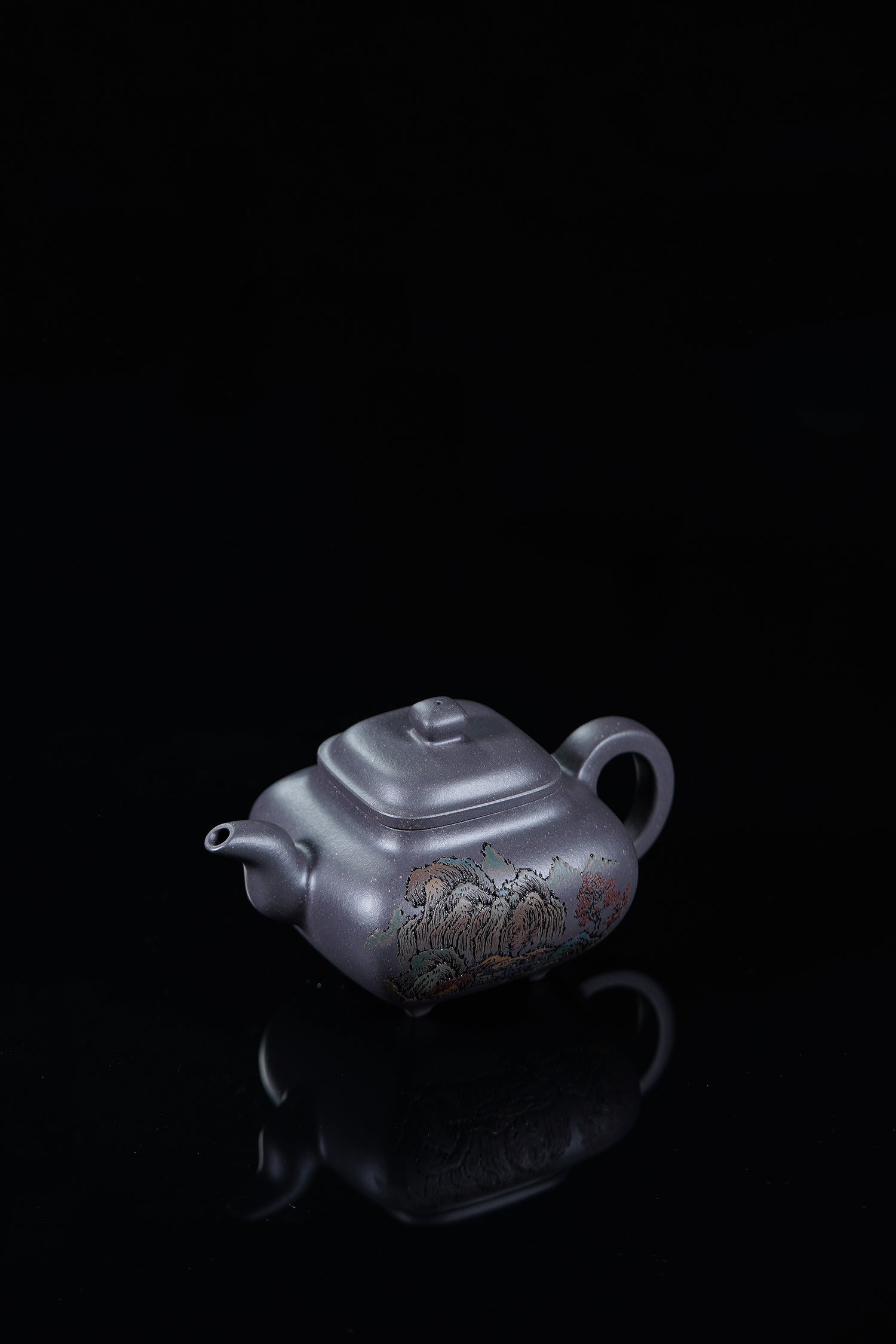 紫砂界彩刻山水标杆·李峰臻品《传炉壶》礼藏双绝 传世重器！  ——原矿优质天清泥·300cc