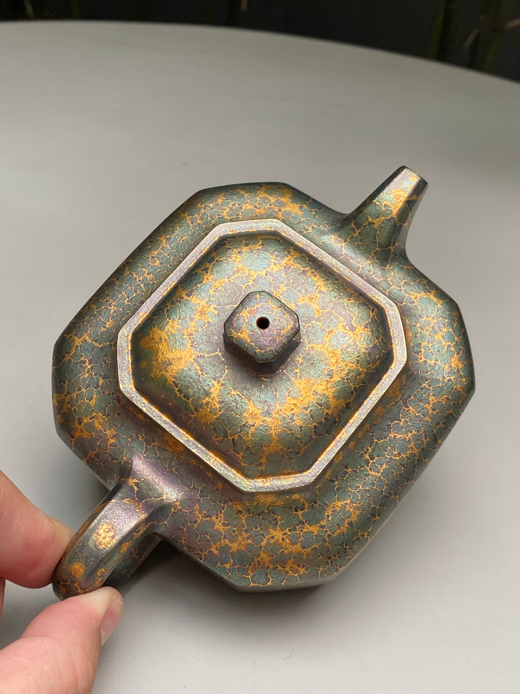 紫砂特色黄金紫晶贝壳烧【锦八方壶】与众不同的藏品！  ——原矿优质底槽清·330cc ——著名紫砂艺术家·吴文燕