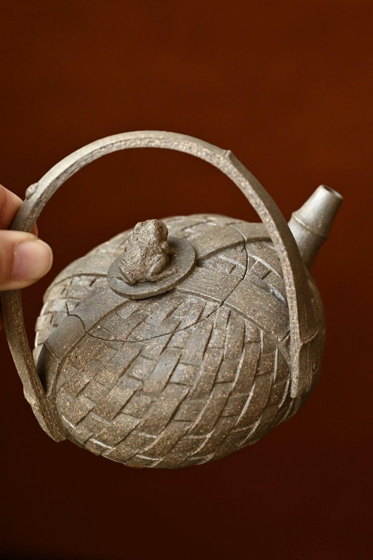 蟾竹提梁 ·全手工  /实力派陶手作品/容量250cc/原矿段泥