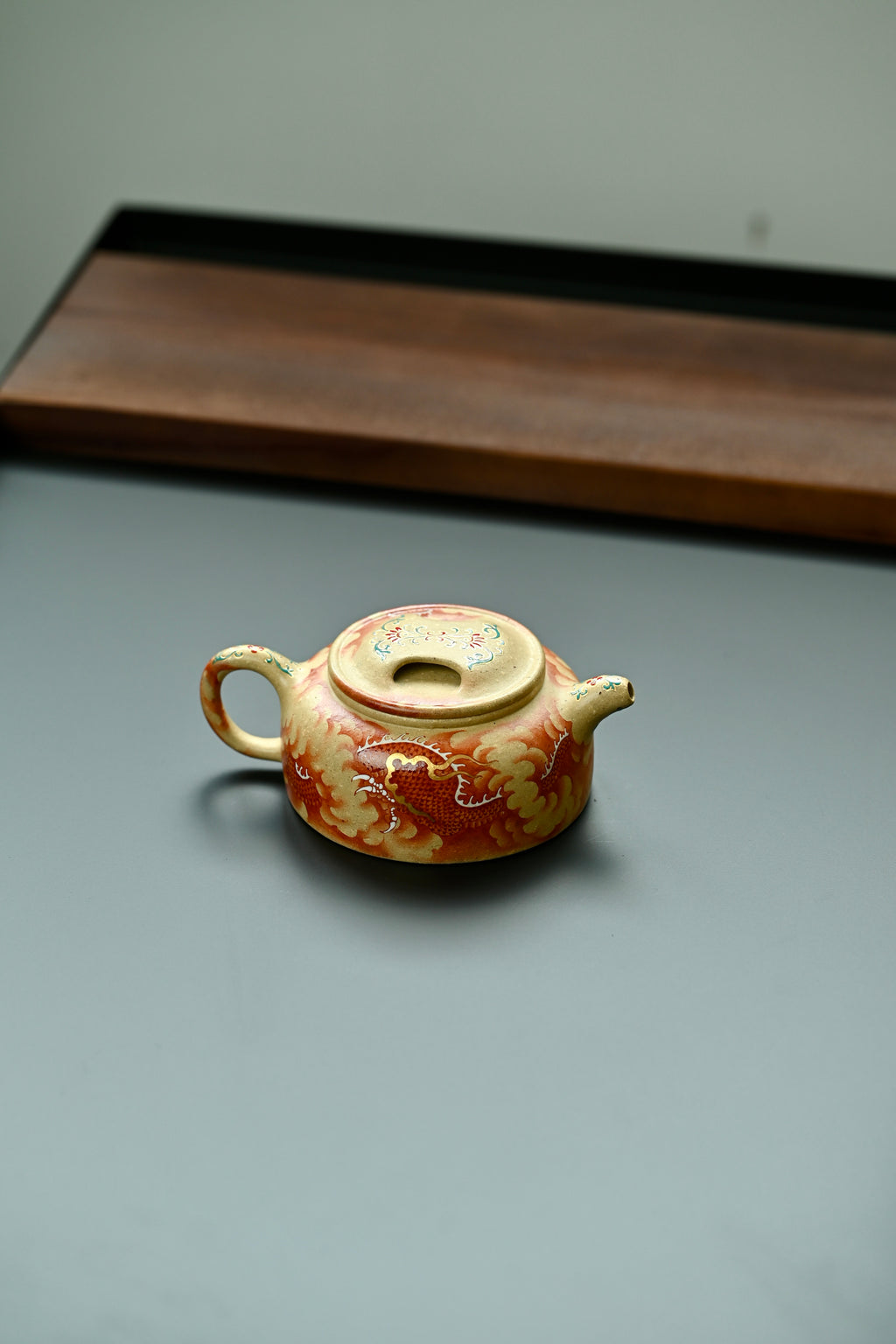 牛盖莲子·全手工/多届全手工大赛二等奖大拍陶手吴涛作品 /容量220cc/本绿矾红工艺