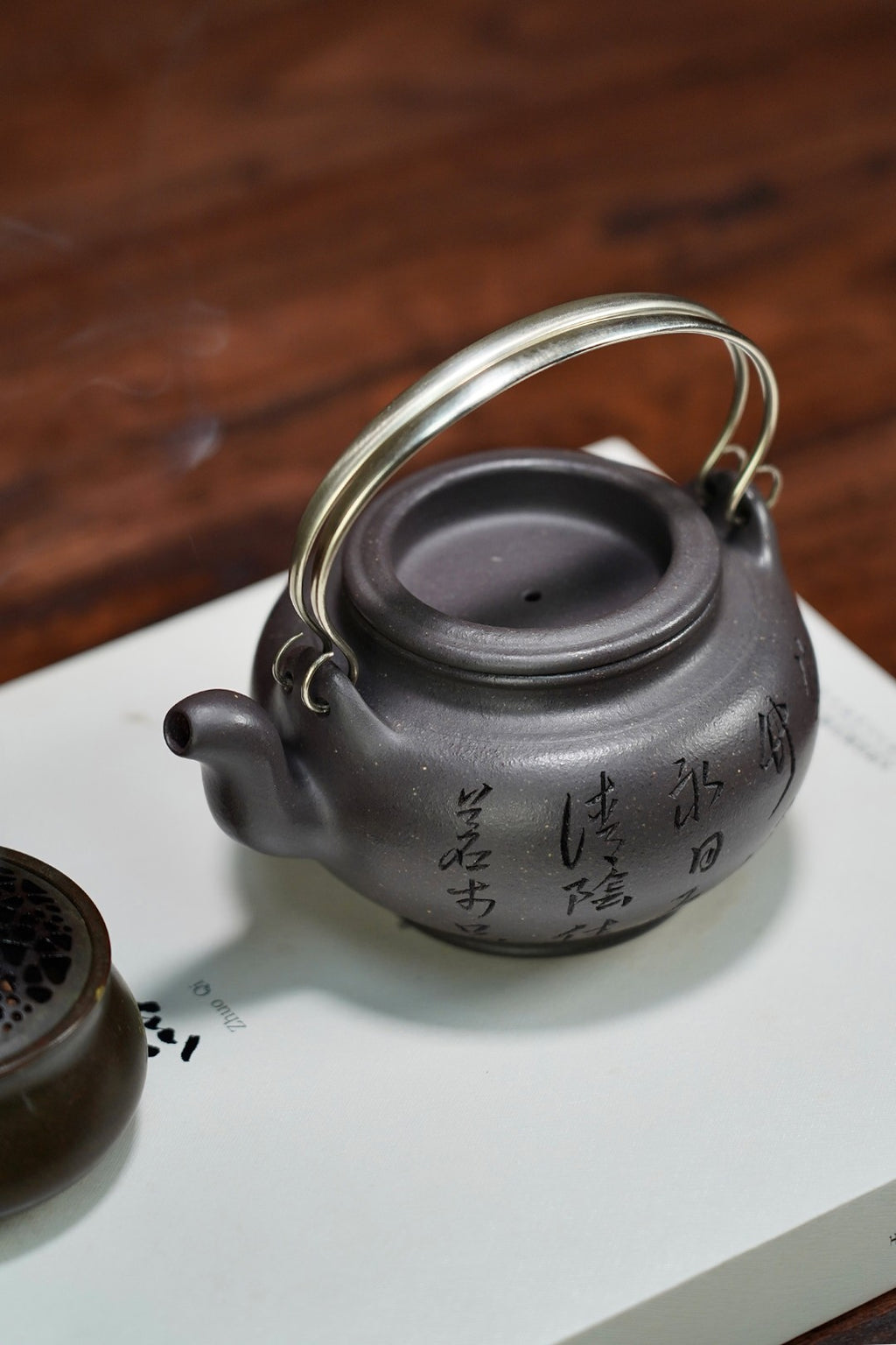 全手工【蛋包提梁】 原矿极品天青泥·340cc·内推孔