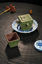【四方·狮鼎】 原矿极品紫泥（绿泥粉浆） 壶200cc·杯子95cc