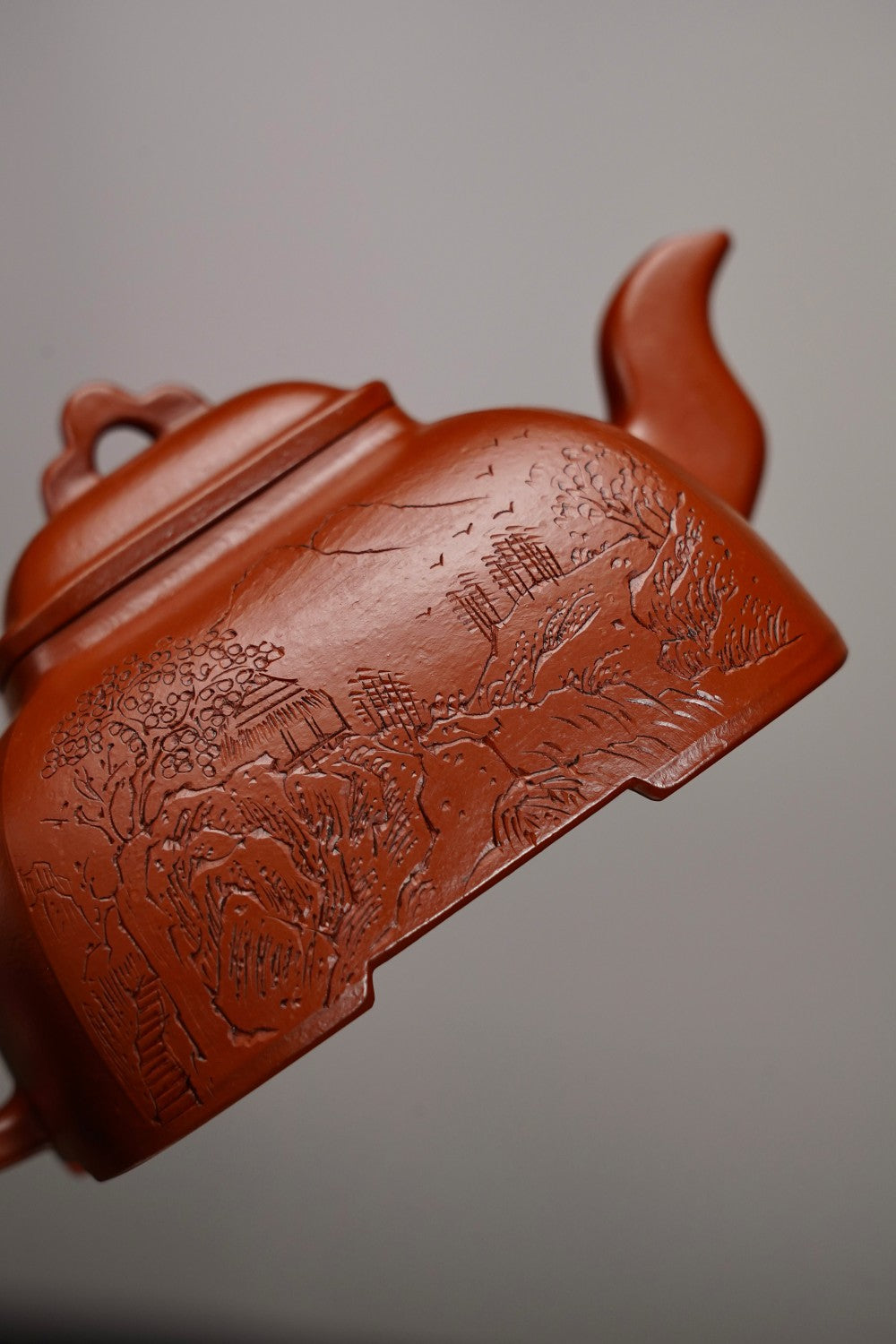 全手工【孤棱·摹古】 赵庄极品朱泥·290cc·10孔  摹古经典！甄藏级朱泥大品方器