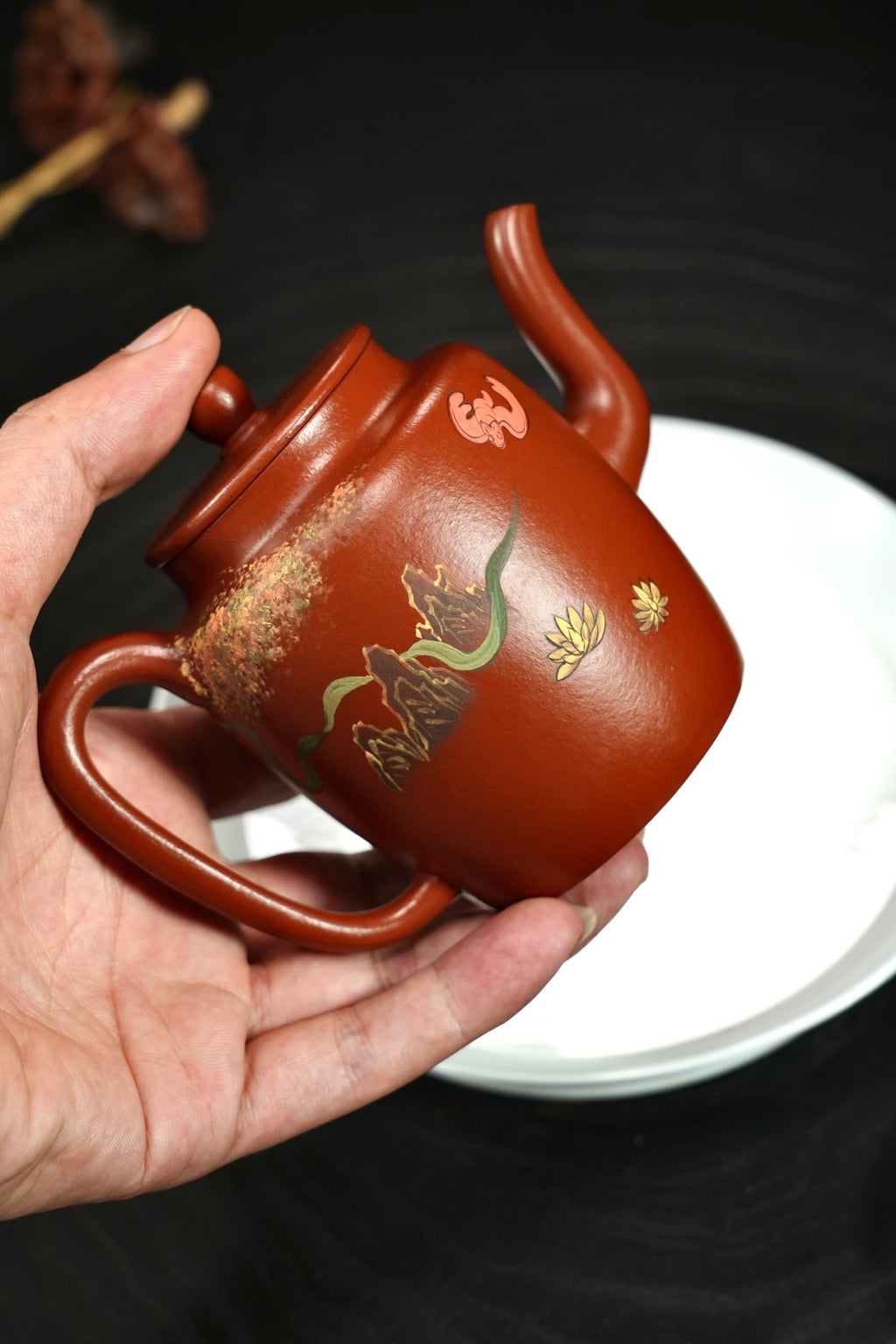 敦煌·飞天壁画👍【高执】 原矿极品朱泥（泥绘）·260cc·7孔
