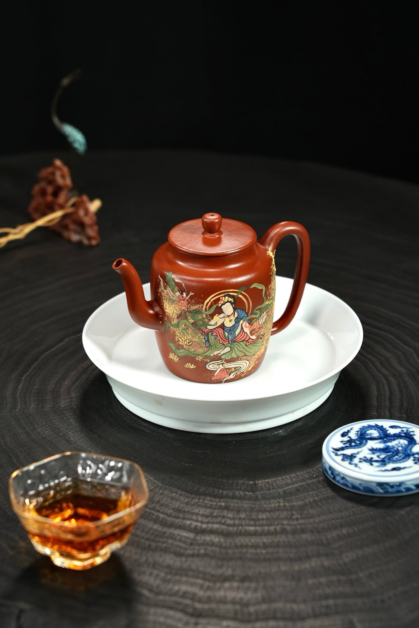 敦煌·飞天壁画👍【高执】 原矿极品朱泥（泥绘）·260cc·7孔