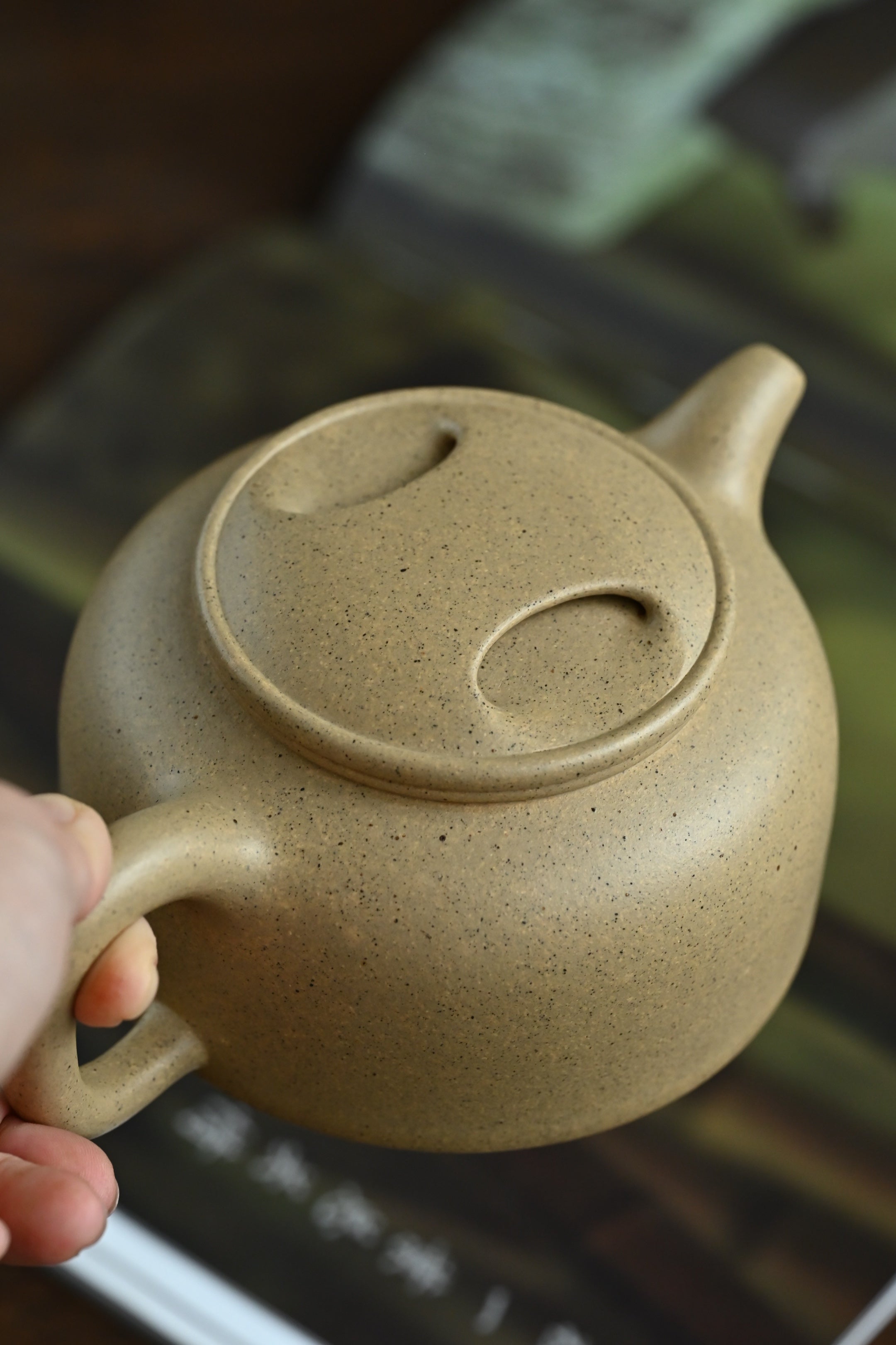 牛盖莲子·全手工 /传统器高手沈妮作品  /容量460cc/原矿本绿