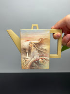 双宗师合璧·紫砂史巅峰 紫砂界天花板泥画｜何光宏·邱玉林联袂创作稀世孤品《砖方壶》——原矿优质本山绿泥·480cc