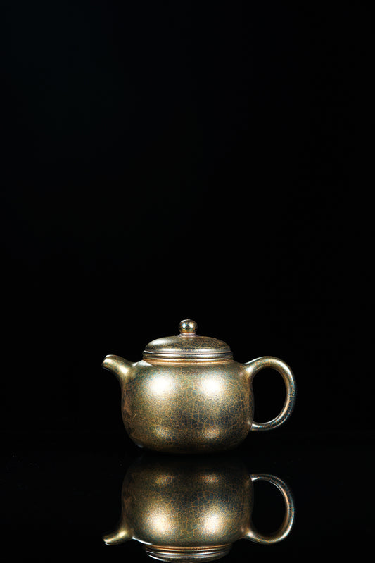 特色紫砂·黄金贝壳烧《匏尊壶》精品重器！  ——原矿优质紫泥·330cc——著名紫砂堂口·福茗堂