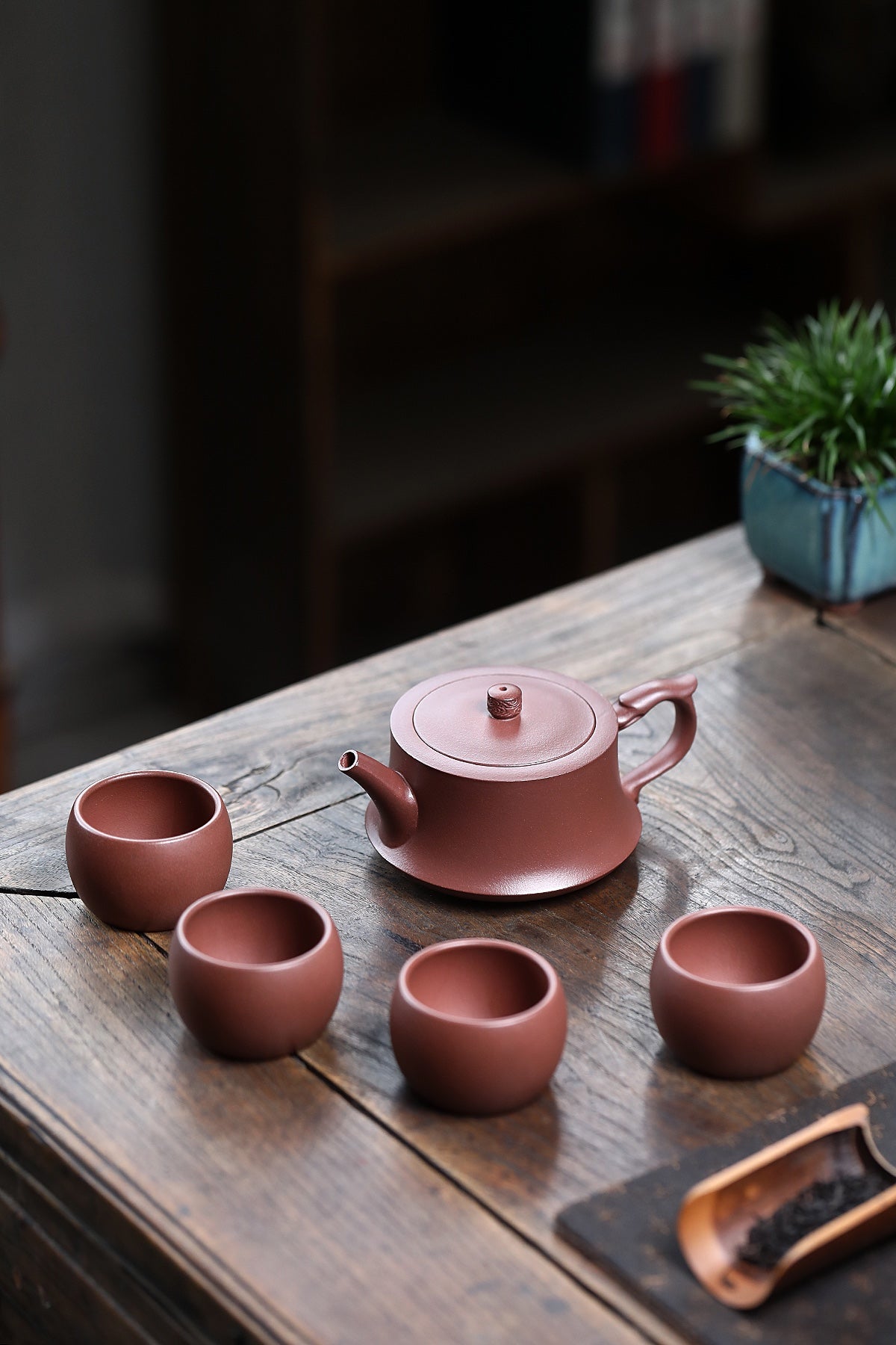 宜兴原矿紫砂·精品套组《柱础壶》好料好工推荐！ —— 原矿优质老紫泥·230cc ——著名紫砂陶艺家·杨菲制