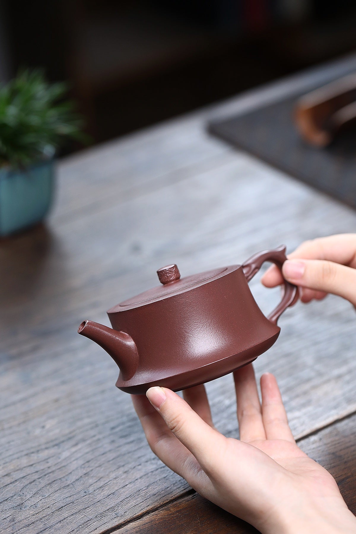 宜兴原矿紫砂·精品套组《柱础壶》好料好工推荐！ —— 原矿优质老紫泥·230cc ——著名紫砂陶艺家·杨菲制