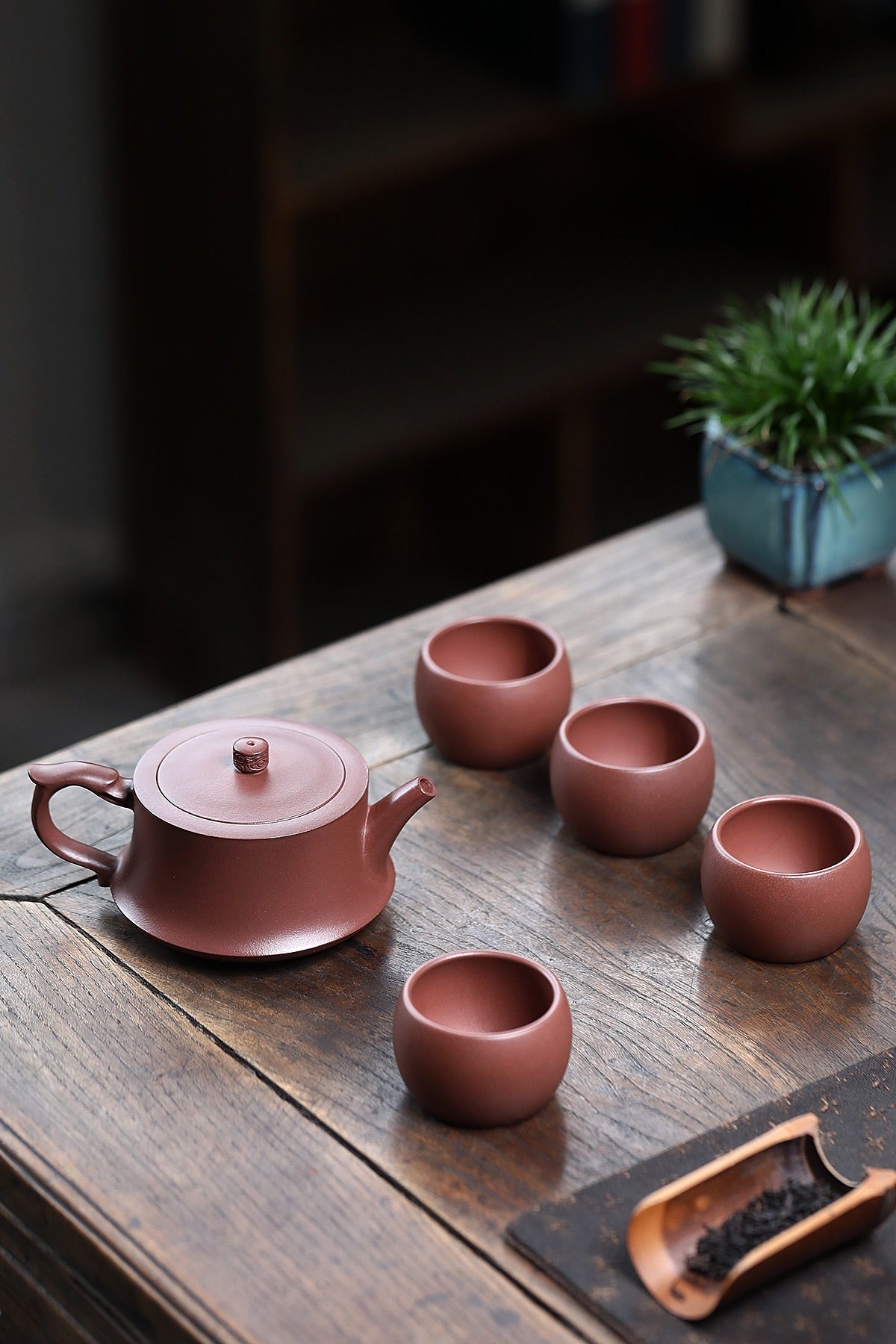 宜兴原矿紫砂·精品套组《柱础壶》好料好工推荐！ —— 原矿优质老紫泥·230cc ——著名紫砂陶艺家·杨菲制